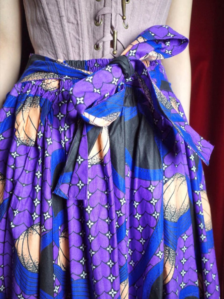 Purple African Batik Wide Skirt