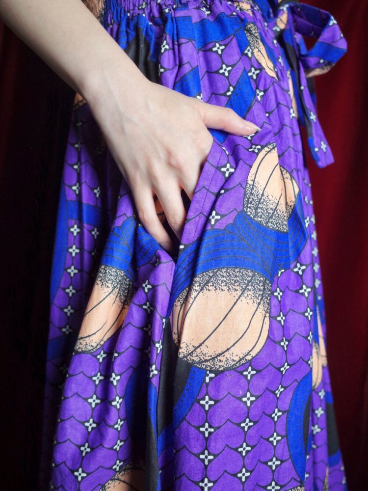 Purple African Batik Wide Skirt