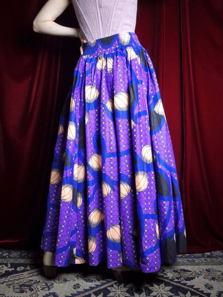 Purple African Batik Wide Skirt