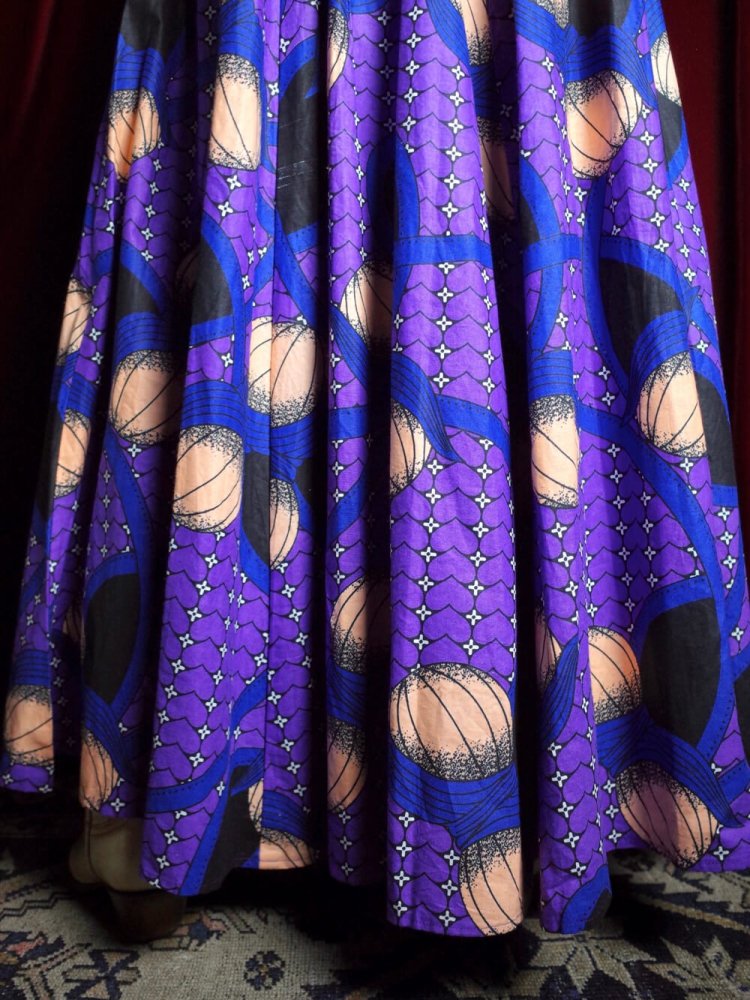 Purple African Batik Wide Skirt