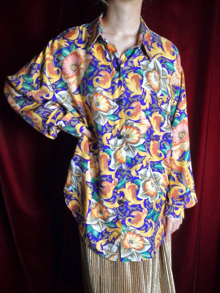 Arabesque & Flower Silk Shirt