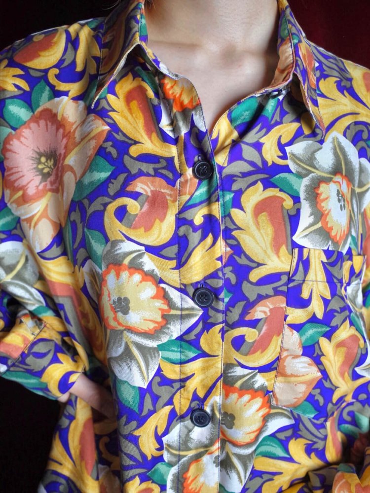 Arabesque & Flower Silk Shirt