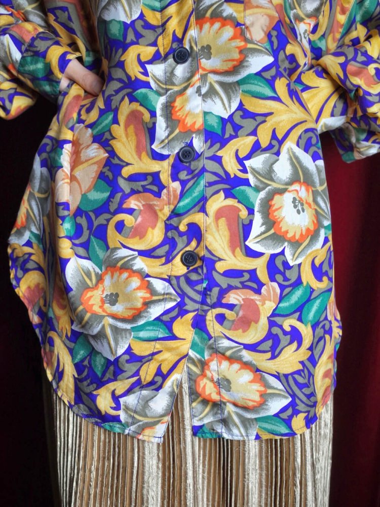 Arabesque & Flower Silk Shirt