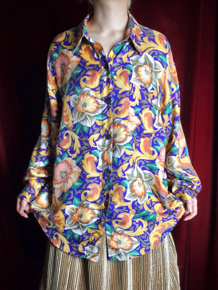 Arabesque & Flower Silk Shirt