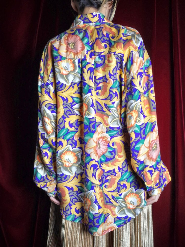 Arabesque & Flower Silk Shirt