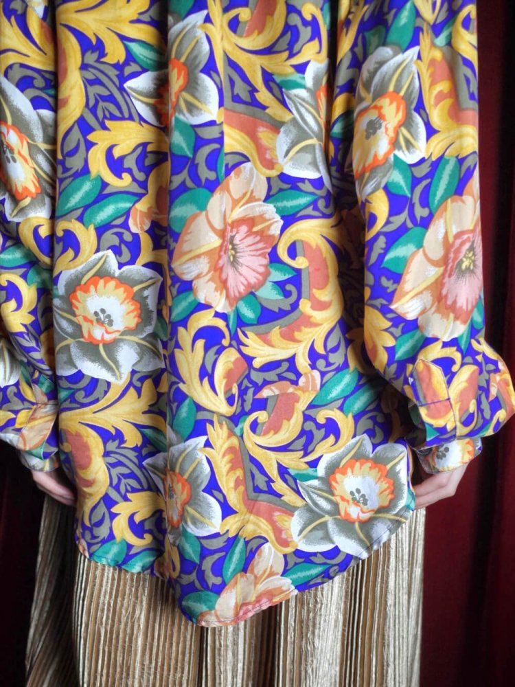 Arabesque & Flower Silk Shirt