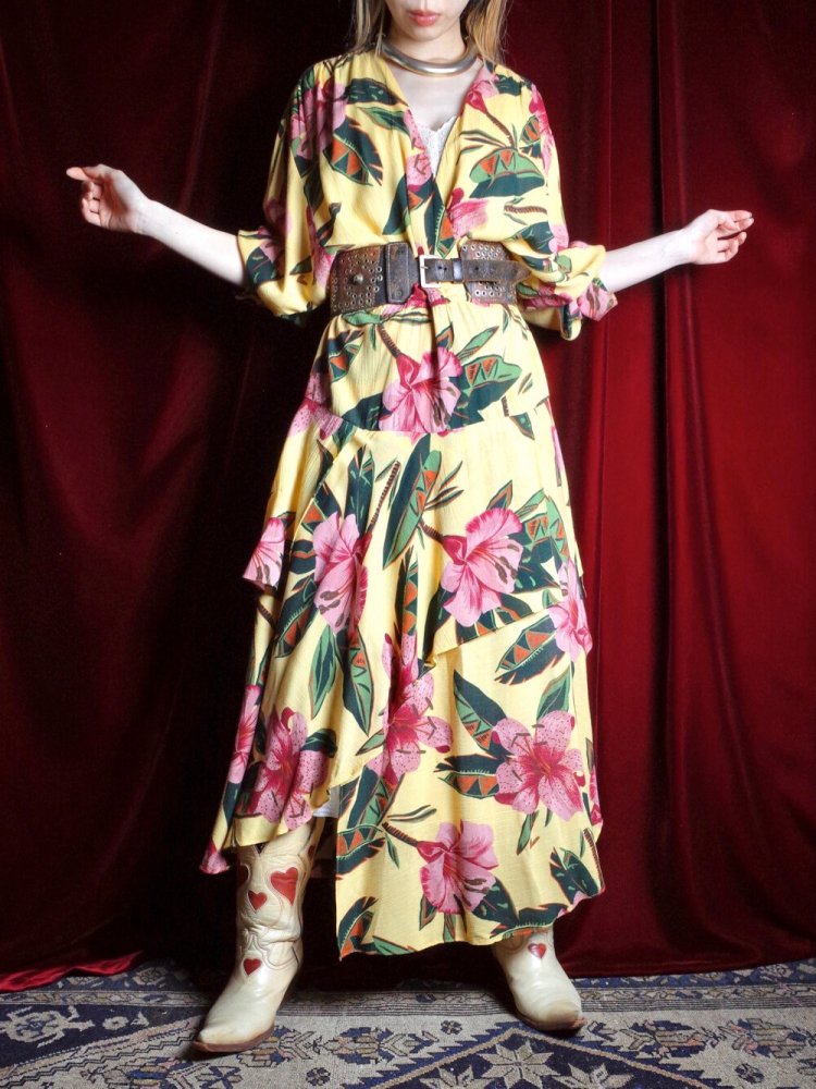 Botanical Rayon Drape Dress