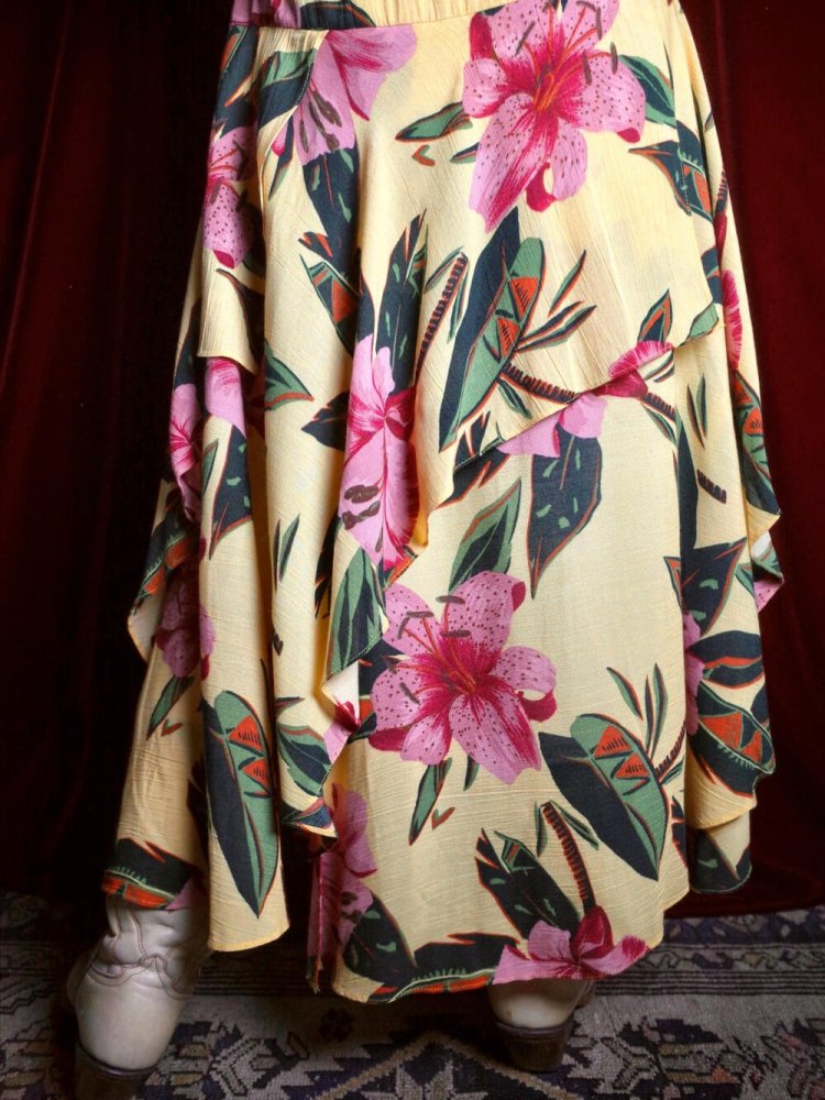 Botanical Rayon Drape Dress