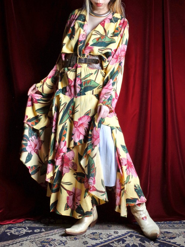 Botanical Rayon Drape Dress