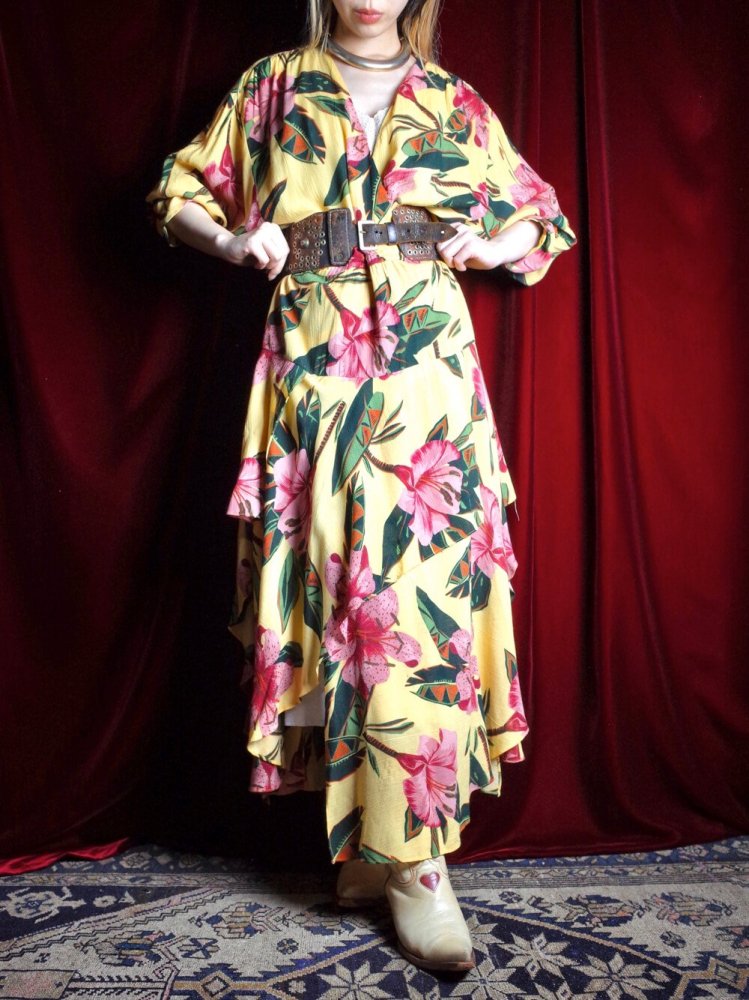 Botanical Rayon Drape Dress