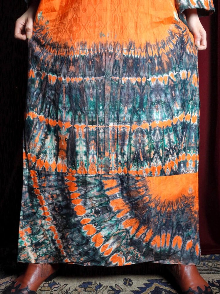 c.1970s Tie Dye Bell Sleeve African Dress