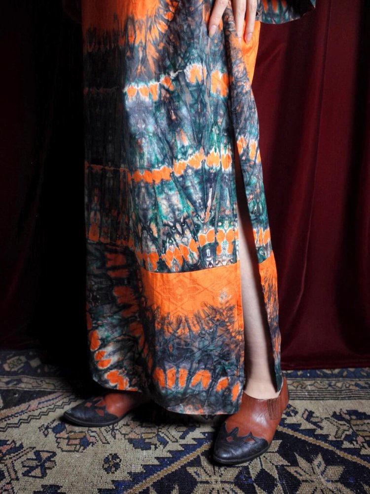 c.1970s Tie Dye Bell Sleeve African Dress