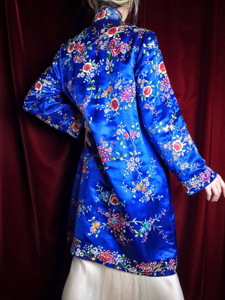 c.1960s China Total Embroidery Silk Long Jacket