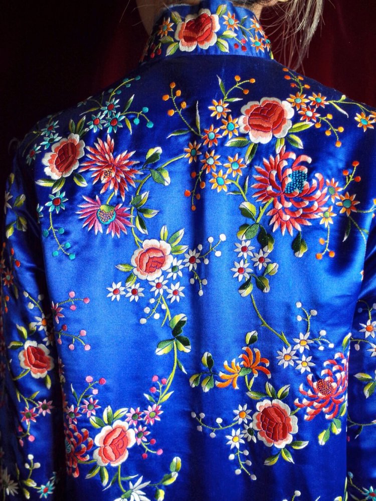 c.1960s China Total Embroidery Silk Long Jacket