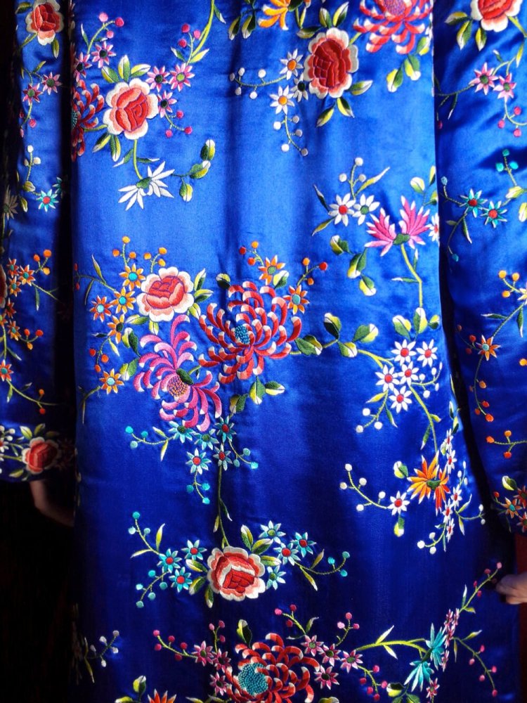 c.1960s China Total Embroidery Silk Long Jacket