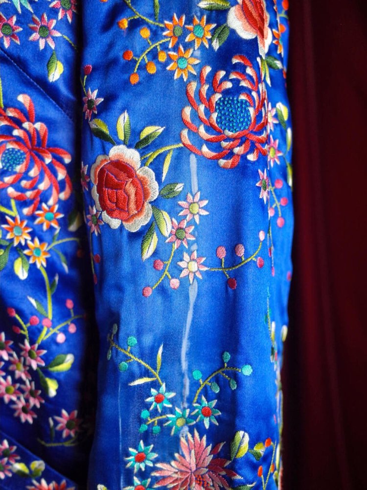 c.1960s China Total Embroidery Silk Long Jacket