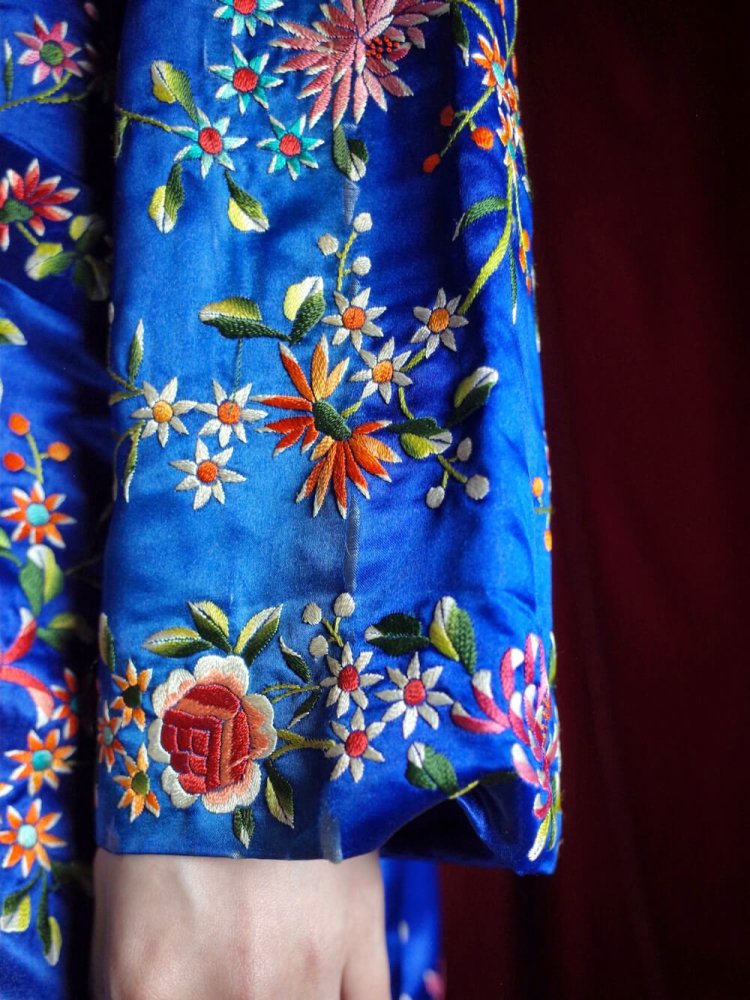 c.1960s China Total Embroidery Silk Long Jacket