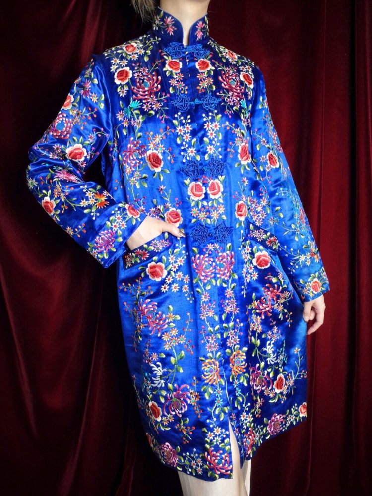 c.1960s China Total Embroidery Silk Long Jacket