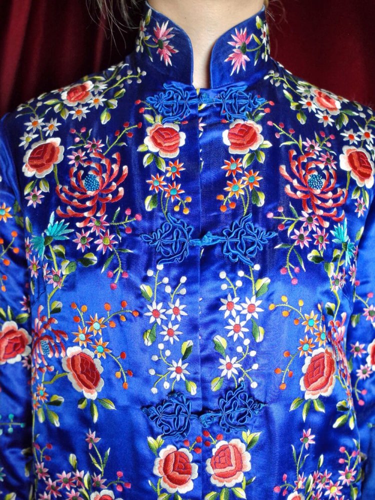 c.1960s China Total Embroidery Silk Long Jacket