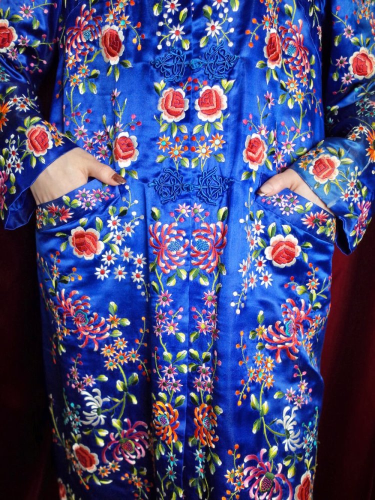 c.1960s China Total Embroidery Silk Long Jacket