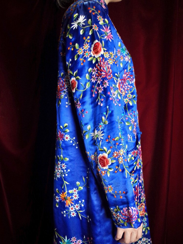 c.1960s China Total Embroidery Silk Long Jacket