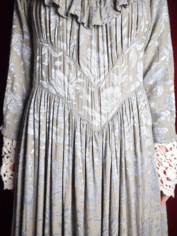 c.1980s Victorian Style Rayon Drape Dress