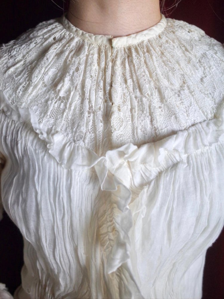 "c.1837~1901s Victorian Antique" Corset Bone Lace Blouse