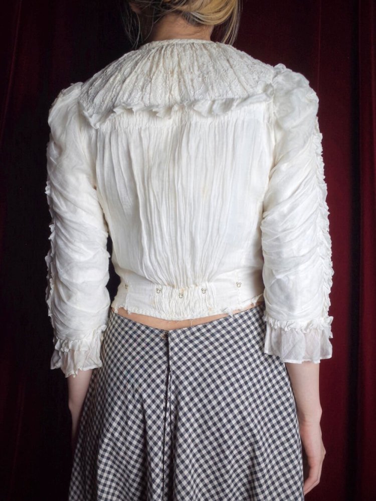 "c.1837~1901s Victorian Antique" Corset Bone Lace Blouse