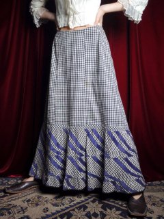 "c.1837~1901s Victorian Antique" Checkered Flare Skirt