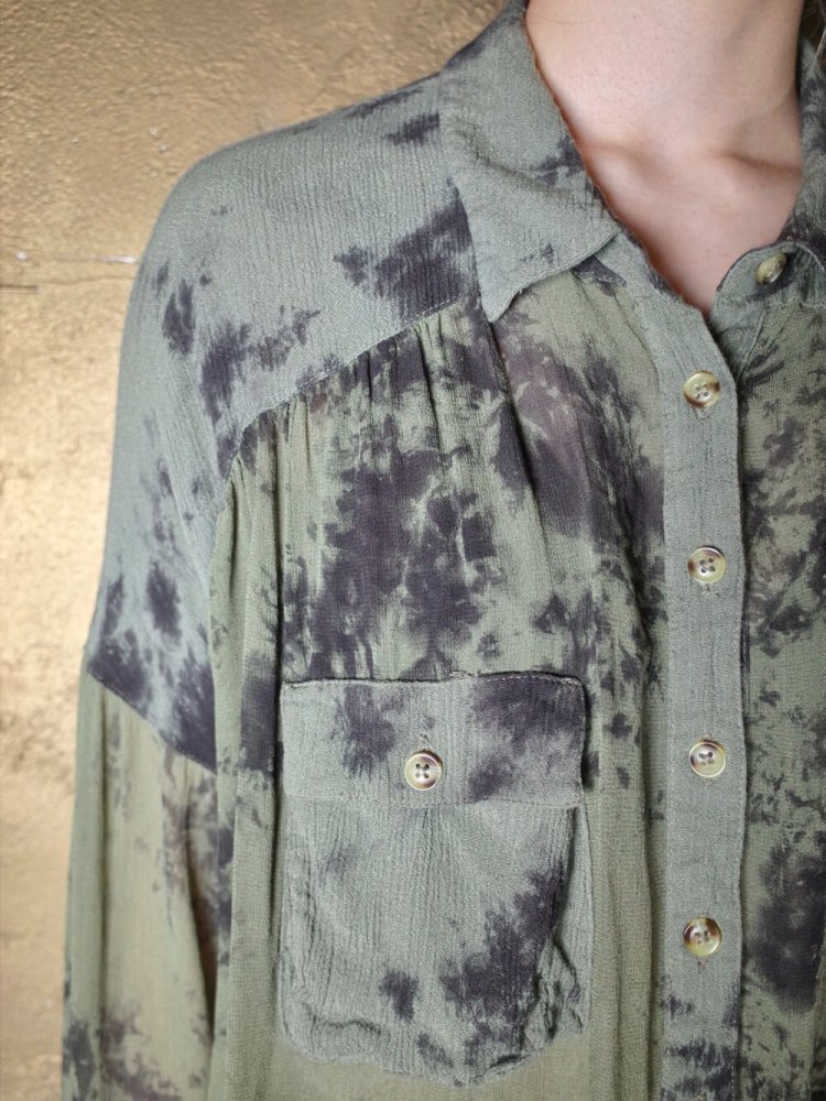 Uneven Dyed Rayon Sheer Shirt