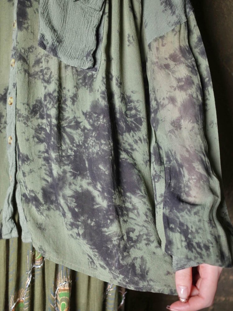 Uneven Dyed Rayon Sheer Shirt