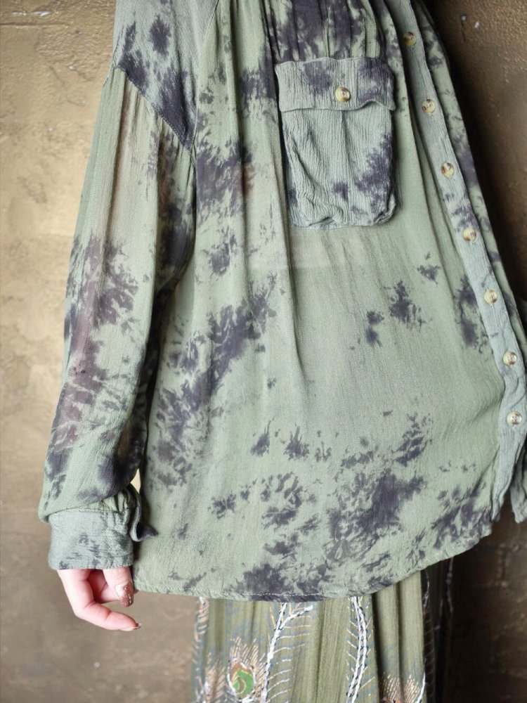 Uneven Dyed Rayon Sheer Shirt