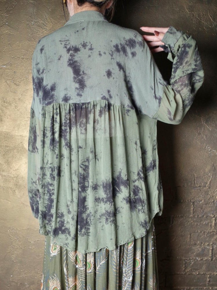 Uneven Dyed Rayon Sheer Shirt