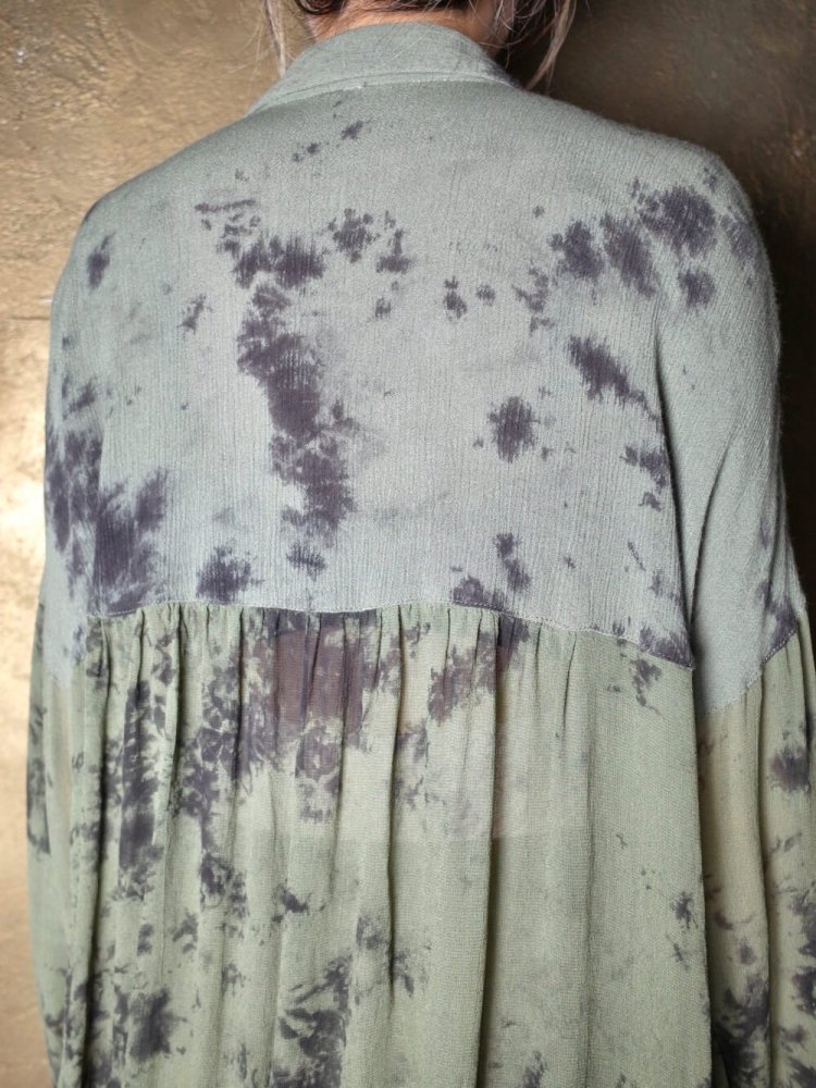 Uneven Dyed Rayon Sheer Shirt