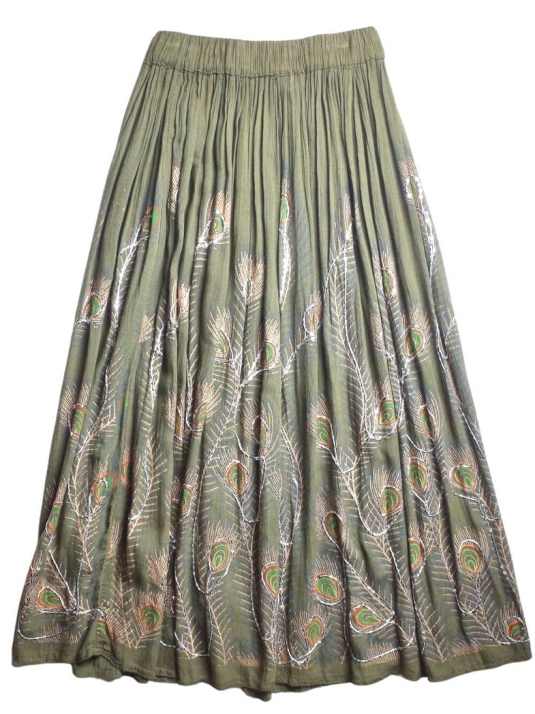 Peacock Feather Rayon Skirt