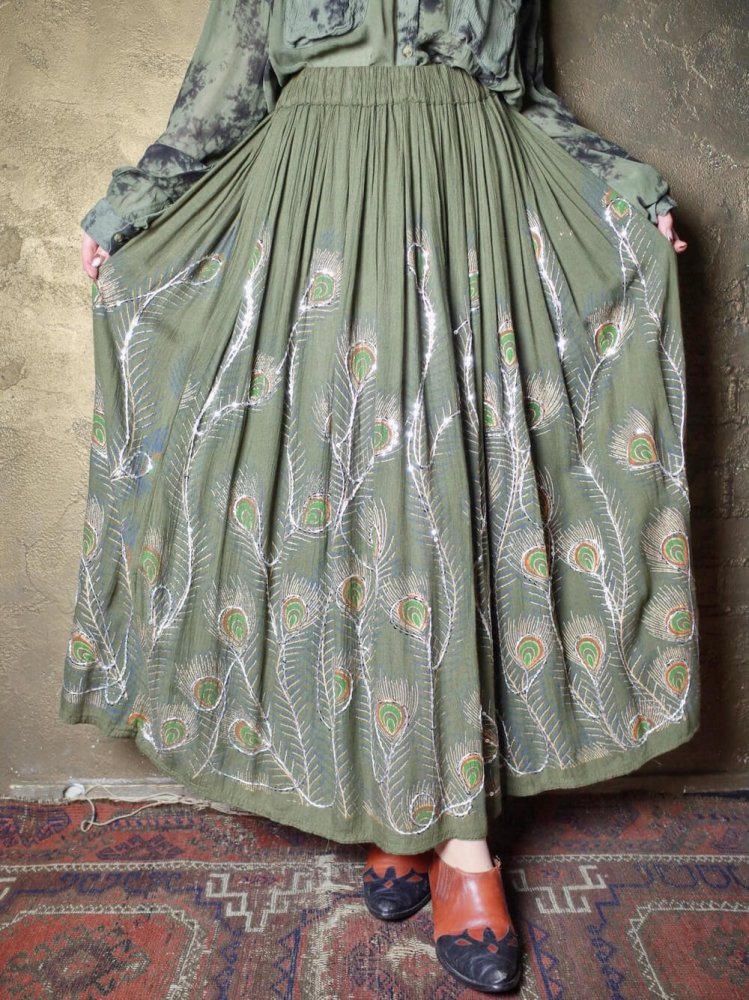 Peacock Feather Rayon Skirt