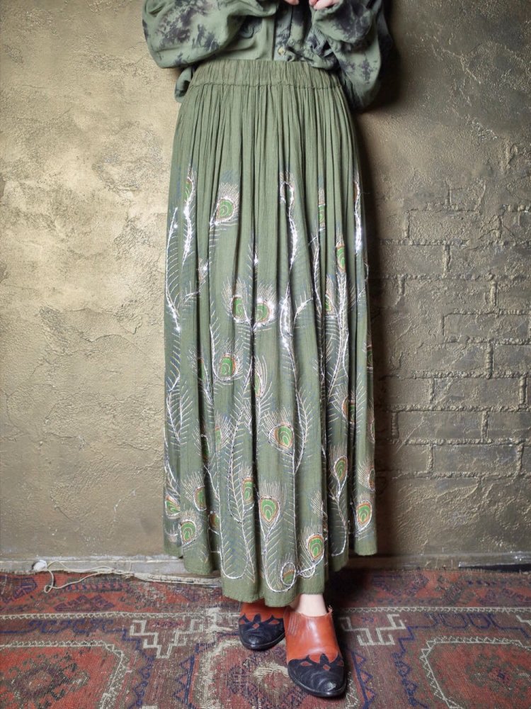 Peacock Feather Rayon Skirt