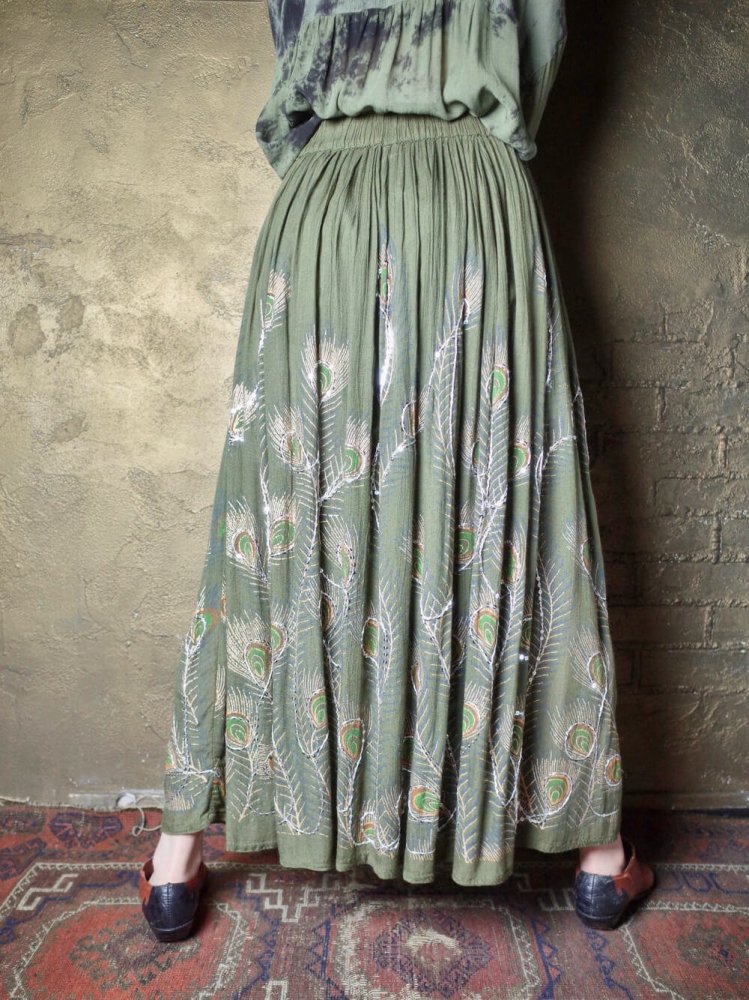 Peacock Feather Rayon Skirt