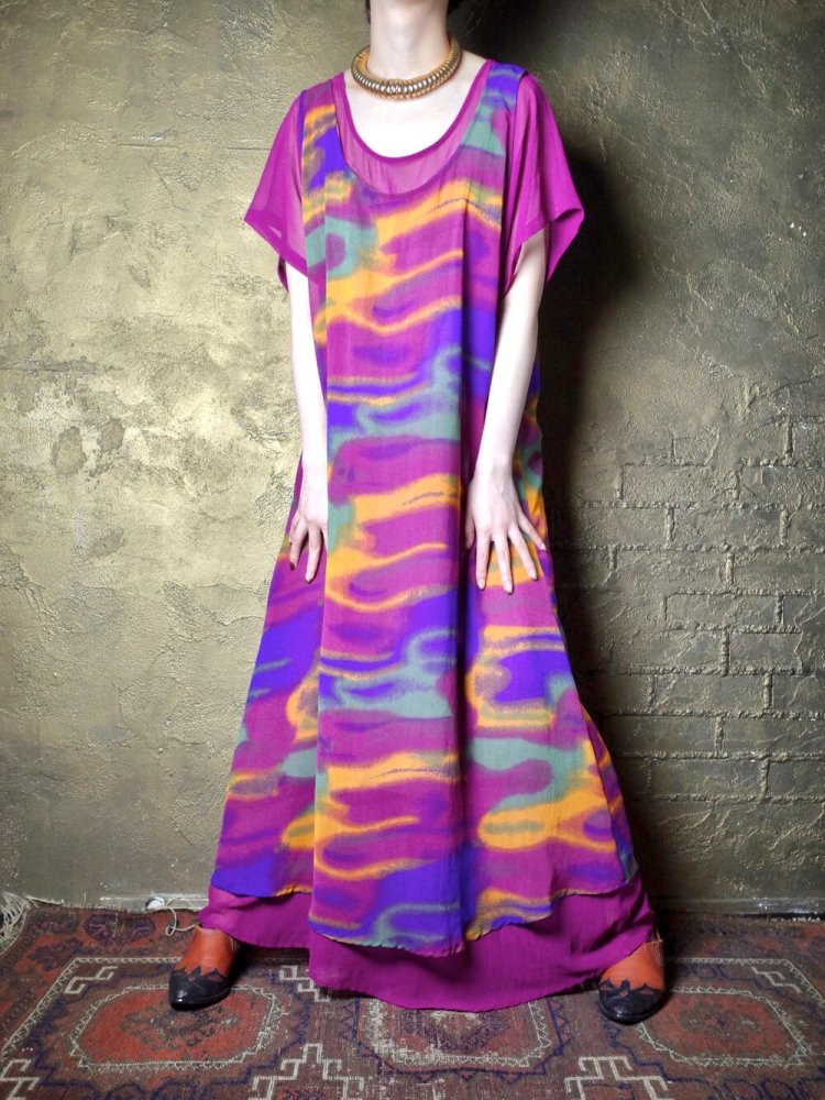 Gradation Sheer Layered Dress