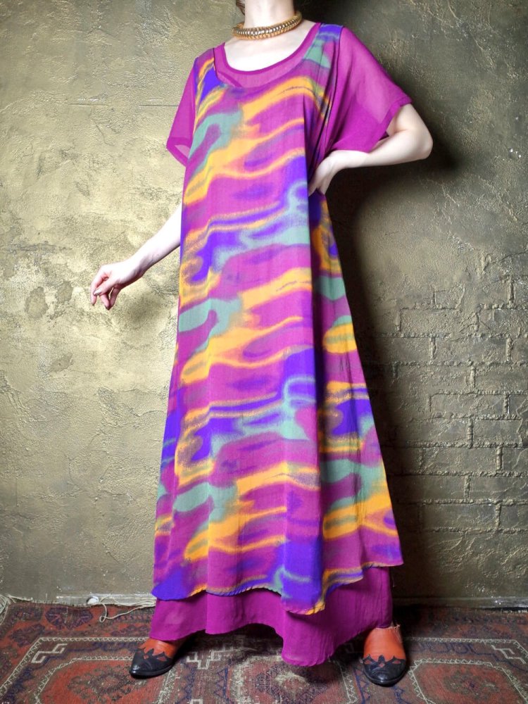 Gradation Sheer Layered Dress