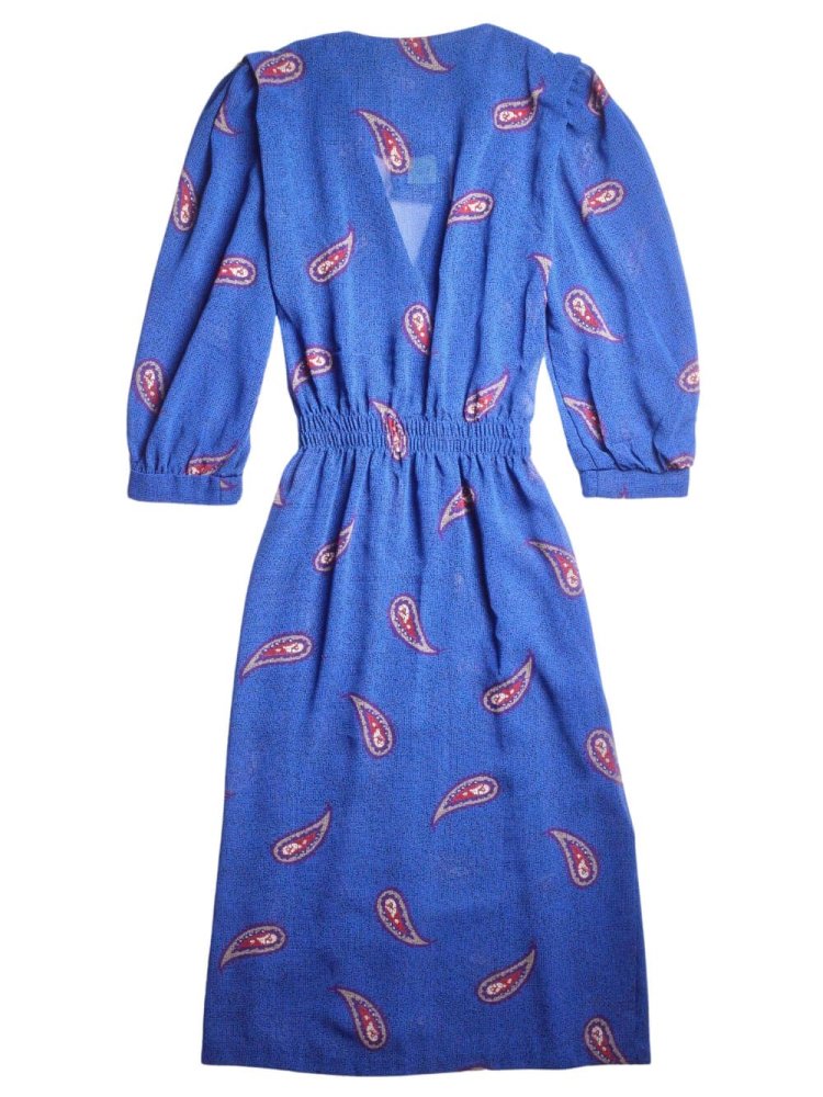 Blue Paisley Sheer Gown Dress