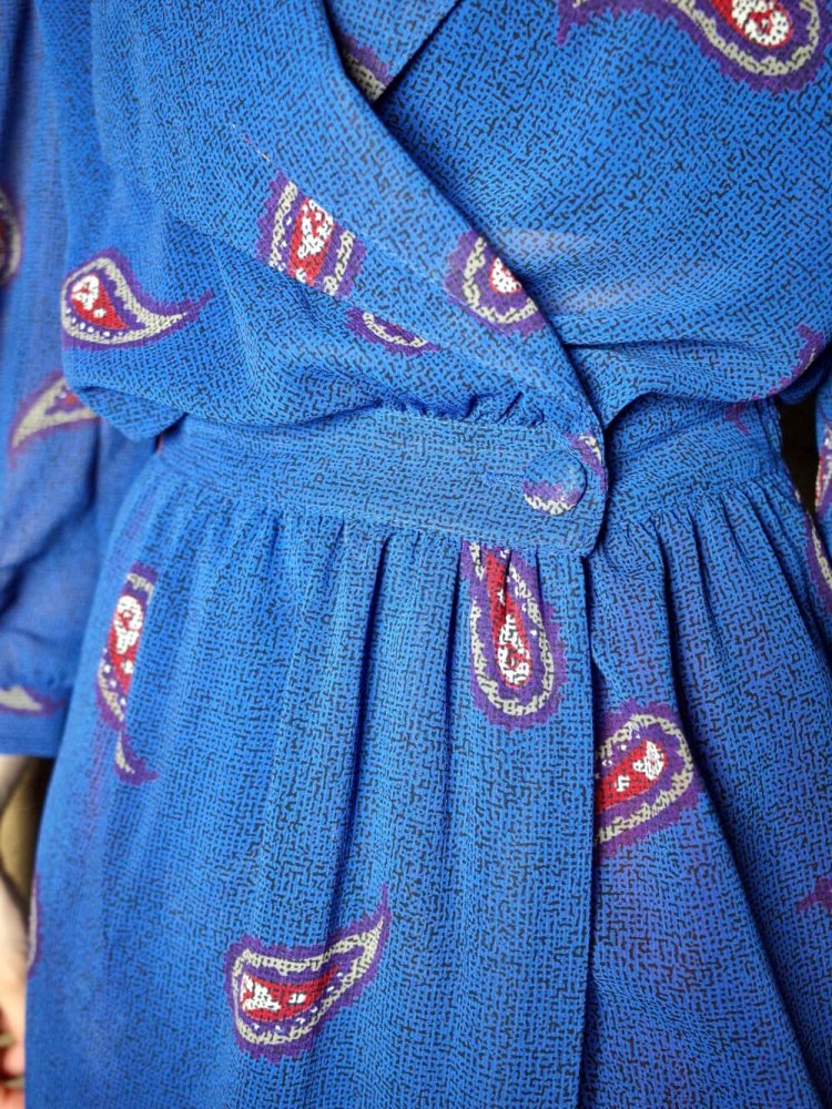 Blue Paisley Sheer Gown Dress