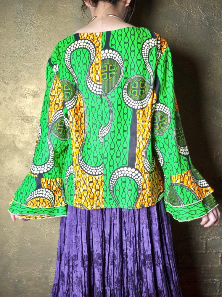 Infinity Symbol African Batik Square Neck Pullover