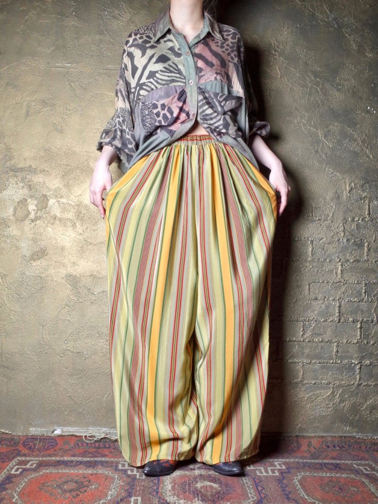 Multi Stripe Silk Super Wide Pants