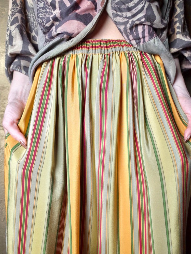 Multi Stripe Silk Super Wide Pants