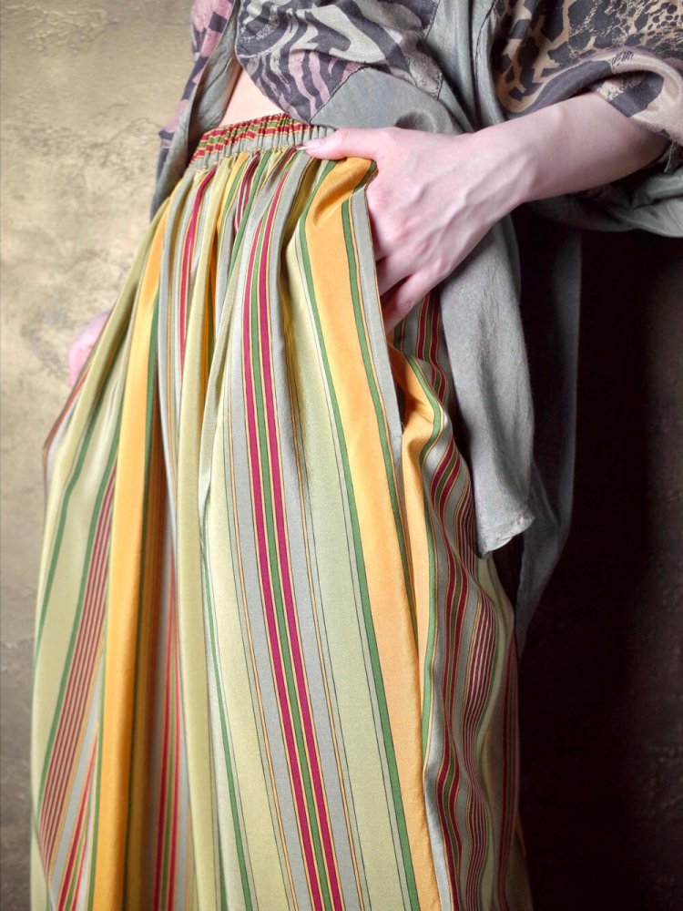 Multi Stripe Silk Super Wide Pants