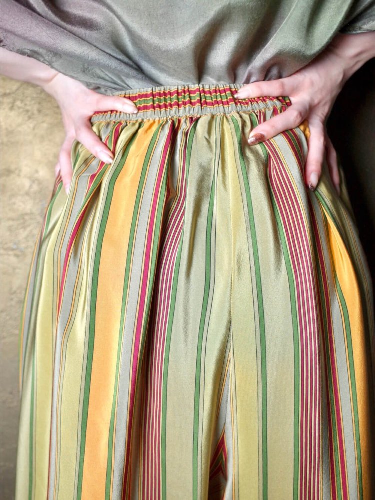 Multi Stripe Silk Super Wide Pants