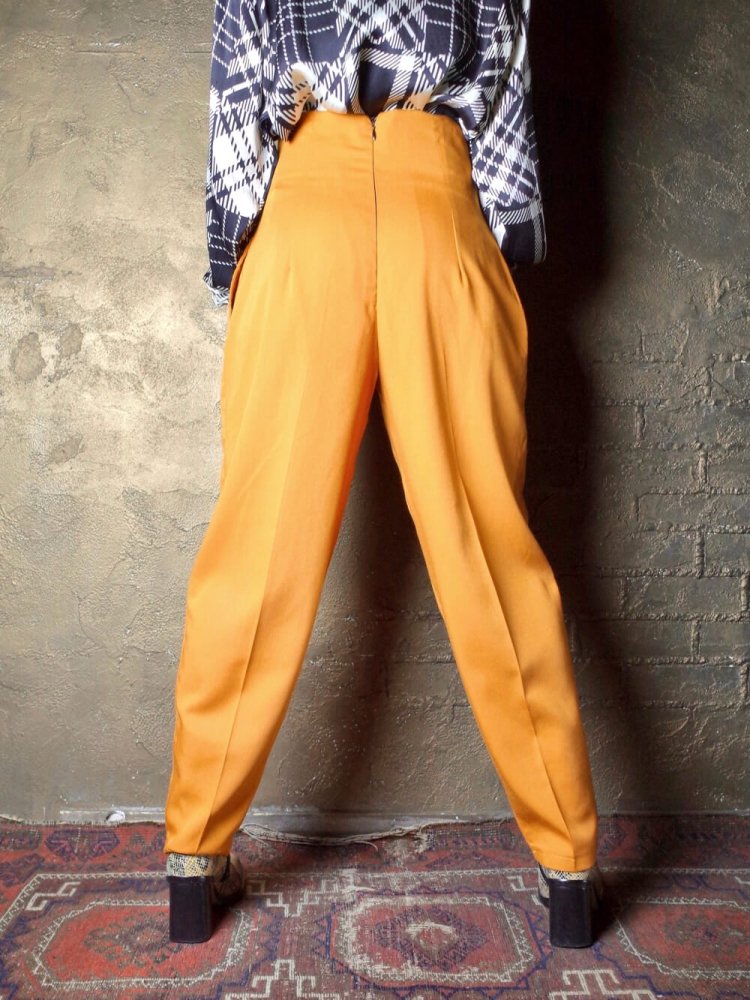 Mustard Rayon High Waist  Tapered Slacks