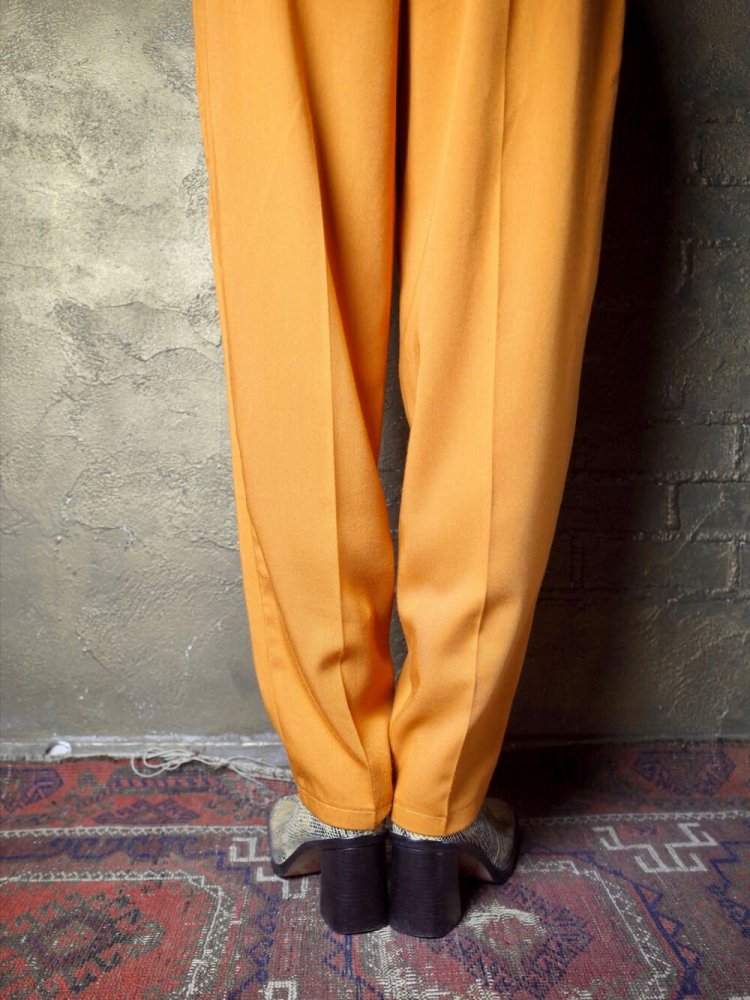 Mustard Rayon High Waist  Tapered Slacks