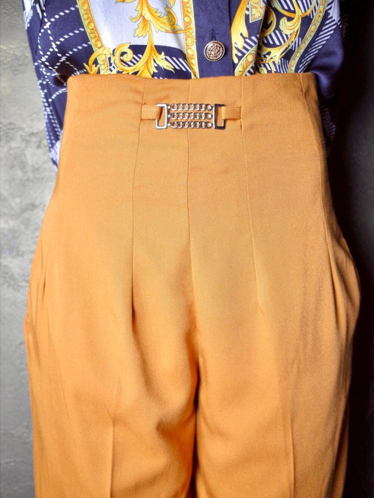 Mustard Rayon High Waist  Tapered Slacks